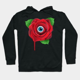 Spooky red rose with eyeball Hoodie